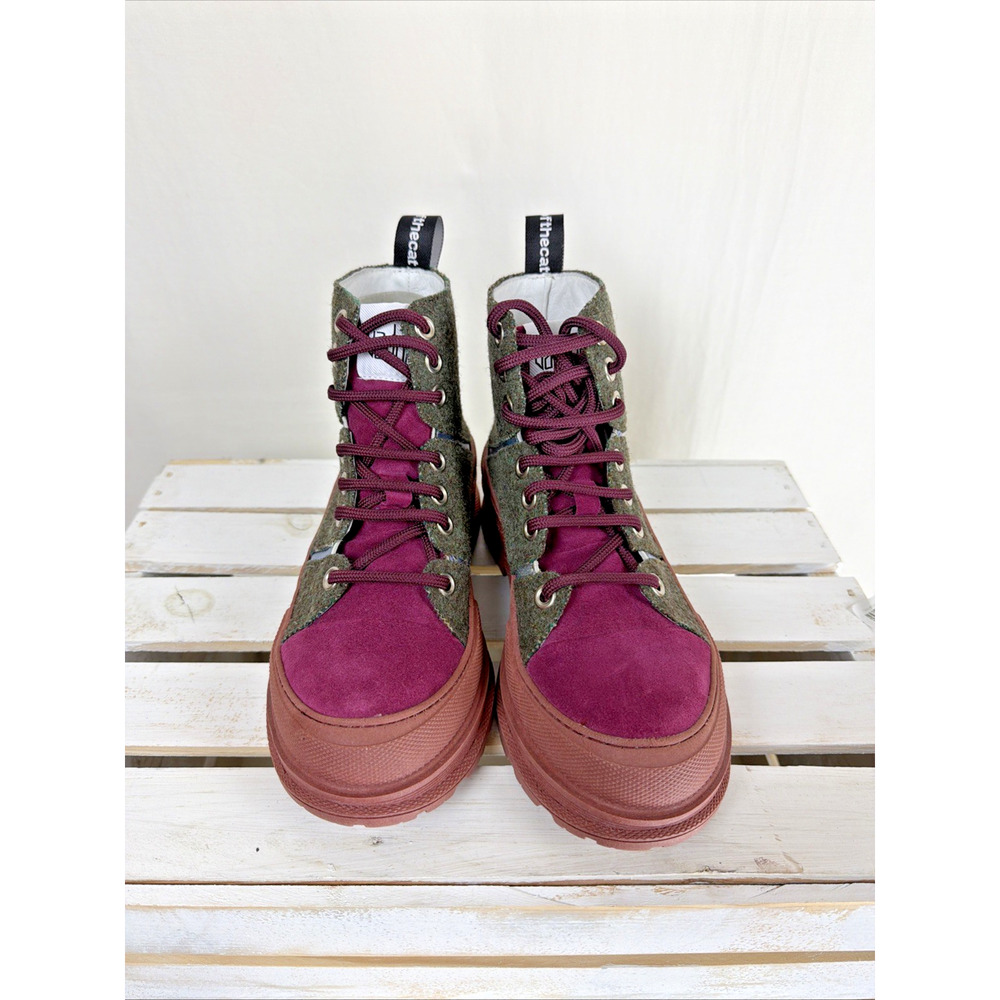 New NO Box Casta Vaddia Purple Gray Louie Lace Up Boots #1039 EU 41
